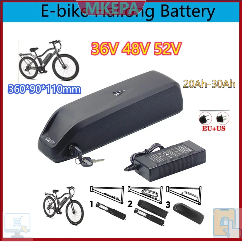 Ebike Battery 48V 20Ah Hailong - 🔋 36-48-52 فولت لمحرك الدراجة الجبلية