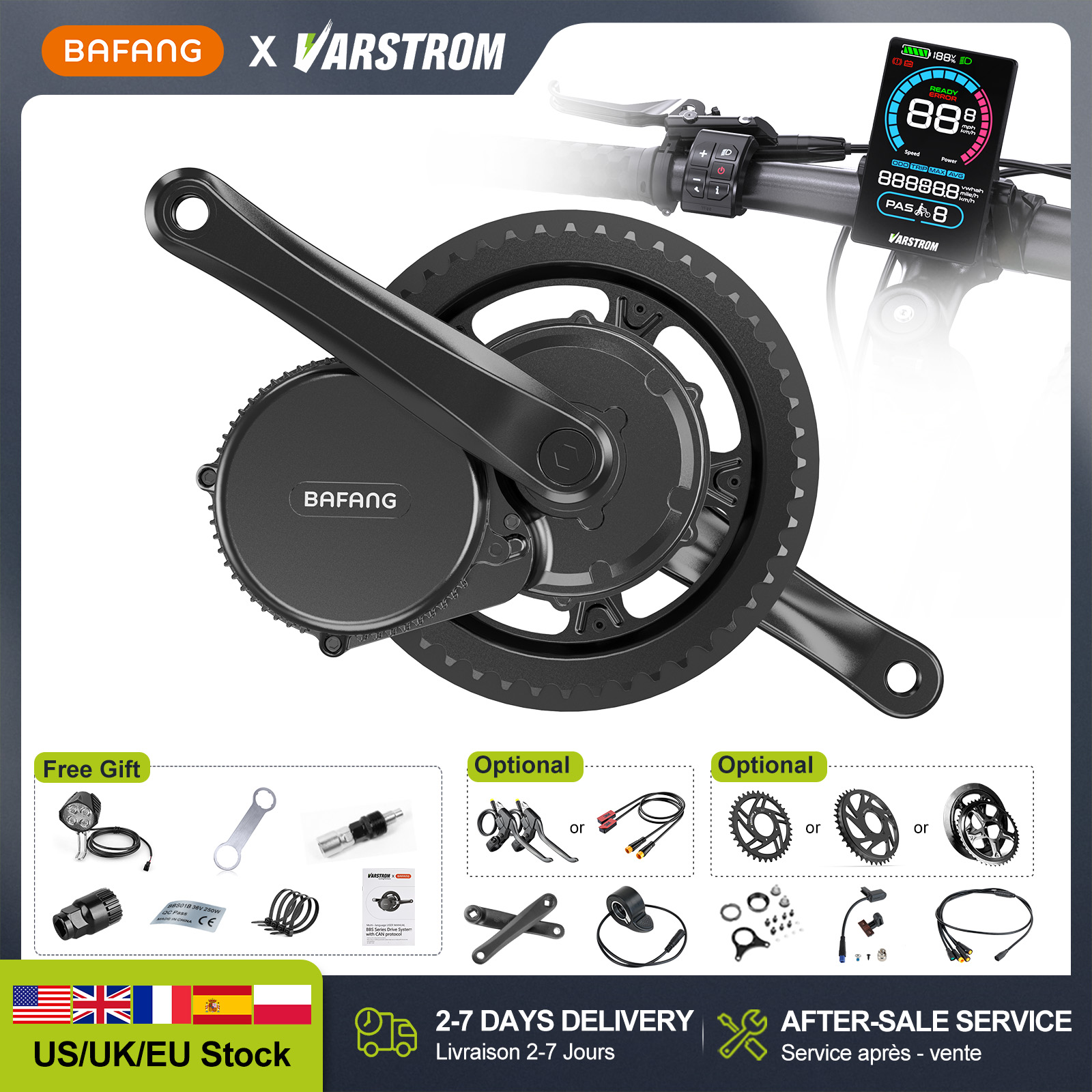 Bafang Bbs02B 48V 750W Mid Drive Kit - [مخزون أمريكي] محرك BAFANG 48V 500W
