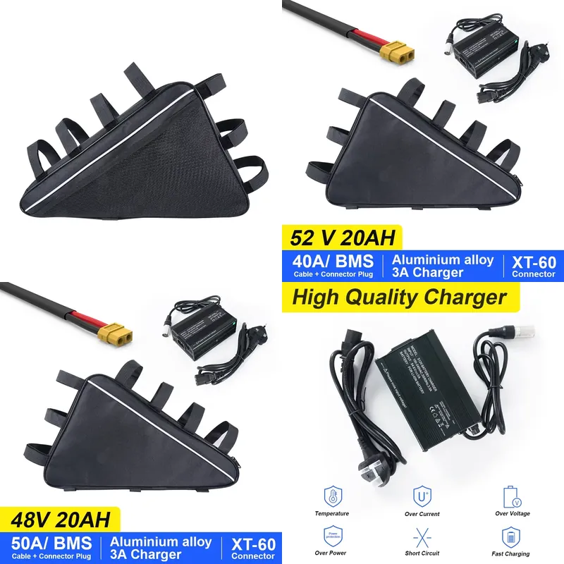 بطارية ليثيوم مثلثية الشكل للد - مراجعة Ebike Battery 52V 20Ah Triangle Pack وسعره