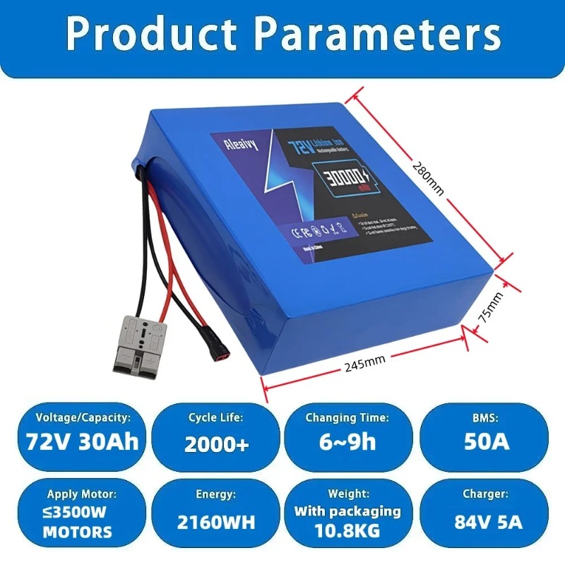 بطارية 21700 72 فولت 20S4P 20  - مراجعة Electric Bicycle Battery 72V 30Ah وسعره